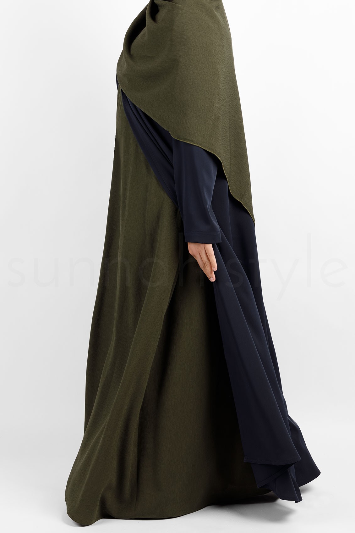 Sunnah Style Brushed Sleeveless Abaya Army